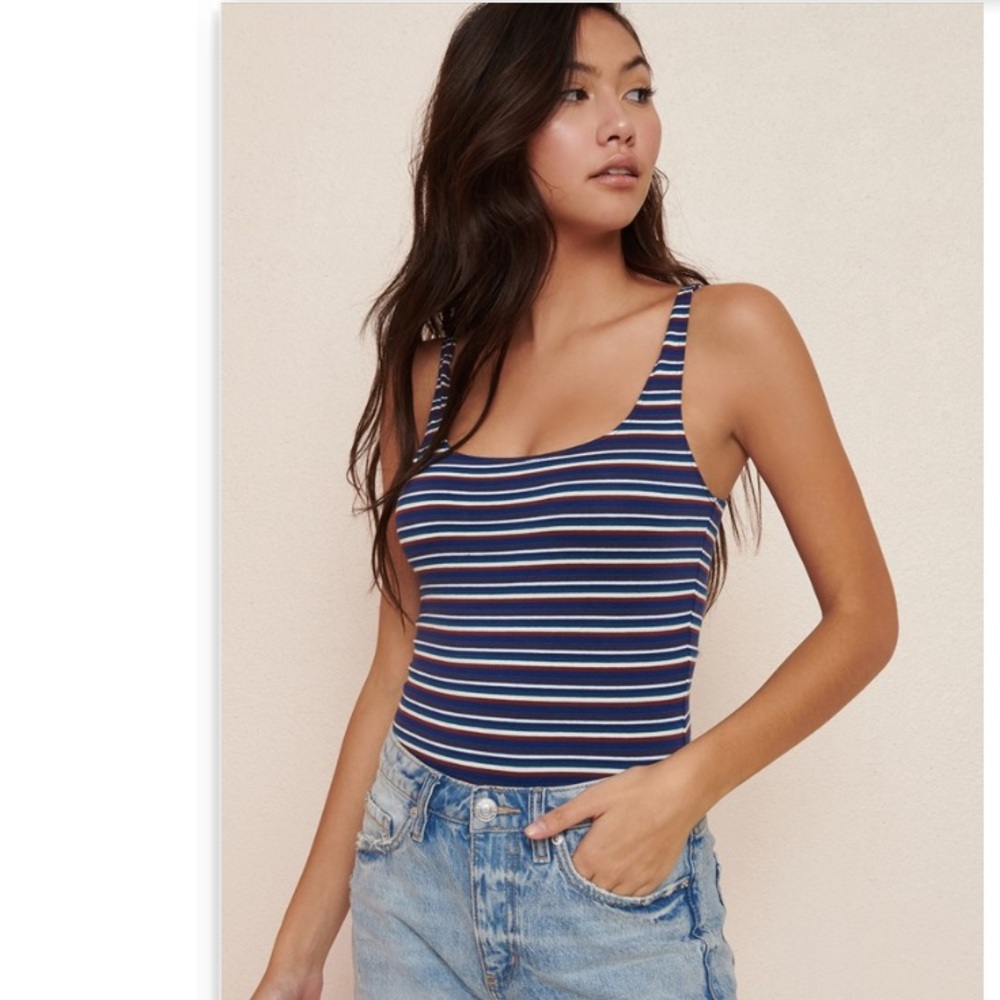 Navy striped bodysuit
